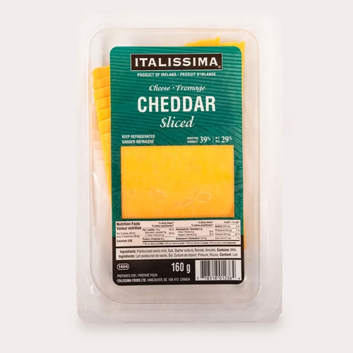 Italissima - Irish Cheddar Cheese 29% m.f. - Sliced 160g, 1 Each