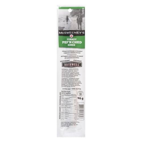 McSweeney's Pep'n Ched - Turkey Pepperoni & Bothwell Marble Cheddar Cheese Sticks 90g, 1 Each