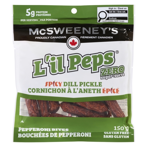 McSweeney's L'il Peps Pepperoni Bites Zero Sugar - Spicy Dill Pickle 150g, 1 Each