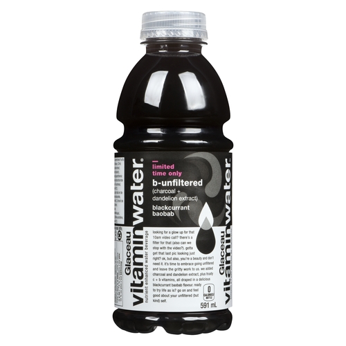 Glaceau - Vitamin Water - B-unfiltered (Charcoal + Dandelion Extract) - Blackcurrant Baobab 591ml