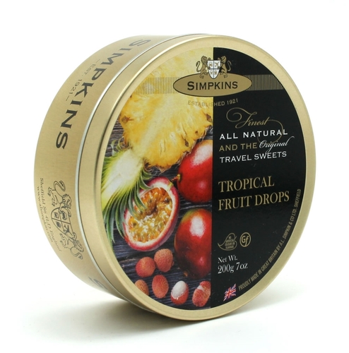 Simpkins - All Natural Travel Sweets - Tropical Fruit Drops 200g, 1 Each