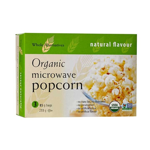 Whole Alternatives - Organic Microwave Popcorn - Natural Flavour 3's 255g, 1 Each