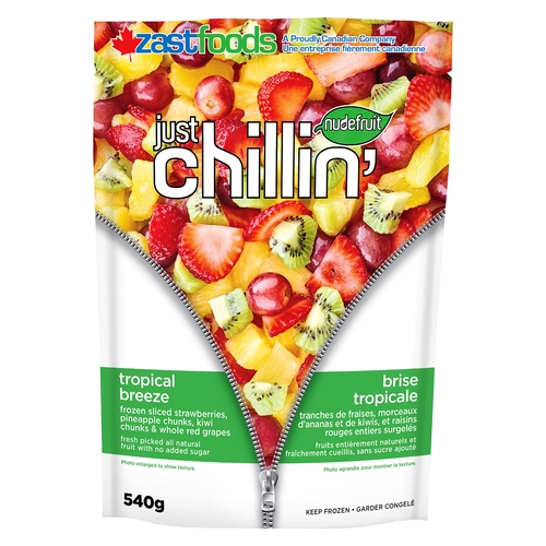 Nudefruit - Just Chillin’ - Tropical Breeze - Frozen Strawberries, Pineapple, Kiwi, Red Grapes 540g, 1 Each