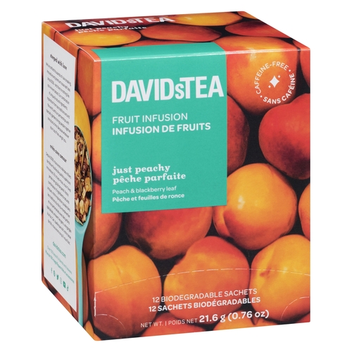 DAVIDsTEA - Fruit Infusion Just Peachy - 12 Biodegradable Sachets 12s
