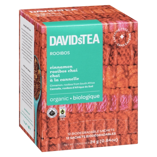 DAVIDsTEA - Organic Cinnamon Rooibos Chai - 12 Biodegradable Sachets 12s