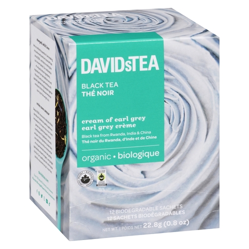 DAVIDsTEA - Organic Black Tea - Cream of Earl Grey - 12 Biodegradable Sachets 12s