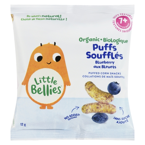 Little Bellies - Organic Puffed Corn Snacks - Blueberry Puffs - 7+ Months 12g, 1 Each