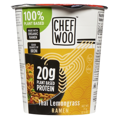 Chef Woo - Ramen Noodles - 100% Plant-Based Thai Lemongrass 71g, 1 Each