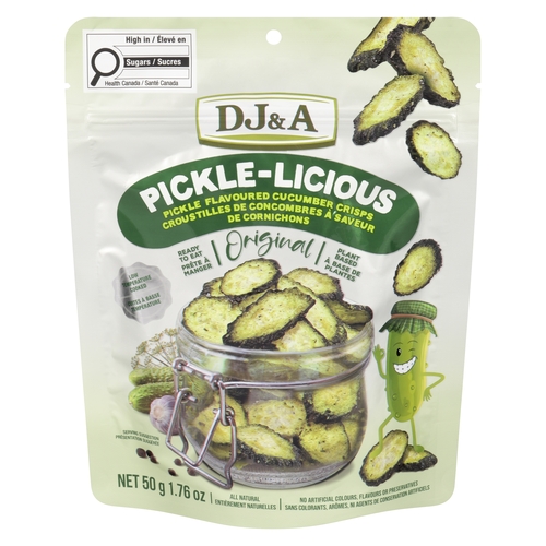 DJ&A Pickle-Licious Pickle Flavoured Cucumber Crisps - Original 50g, 1 Each