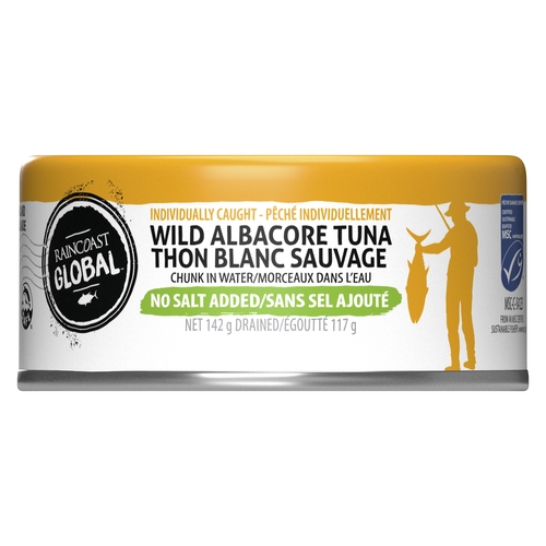 Raincoast Global - Wild Albacore Tuna - Chunk in Water - No Salt Added 142g, 1 Each