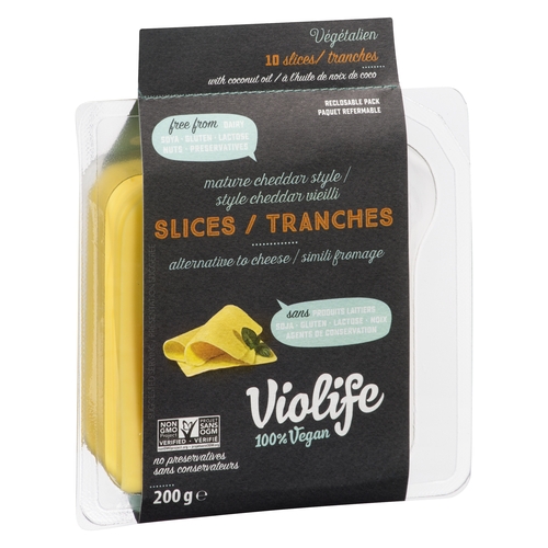 Violife - Mature Cheddar Style Slices - 100% Vegan - Alternative to Cheese 200g, 1 Each