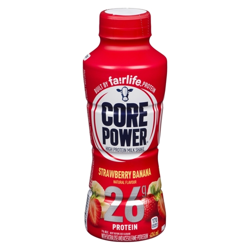 Core Power - High Protein Milk Shake - Strawberry Banana - 26g Protein - 1% m.f. 414ml, 1 Each