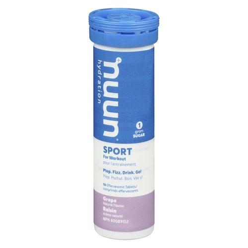 Nuun Hydration - Sport For Workout Effervescent Tablets - Grape 10's 55g, 1 Each