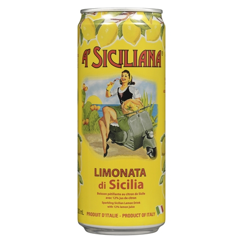 A' Siciliana Sparkling Sicilian Lemon Drink with 12% Lemon Juice 330ml, 1 Each