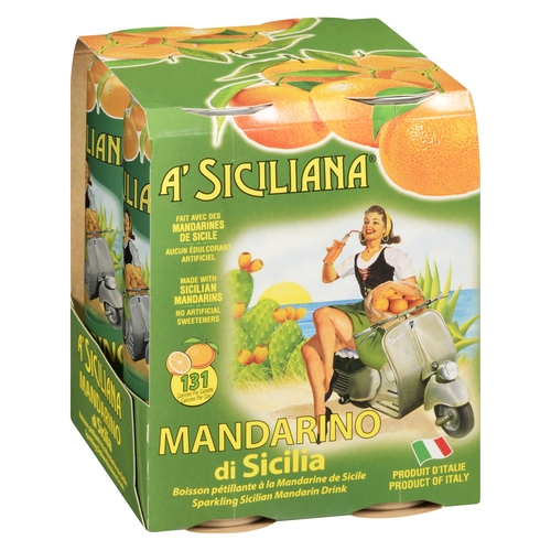A' Siciliana Sparkling Sicilian Mandarin Drink 4/330ml, 1 Each