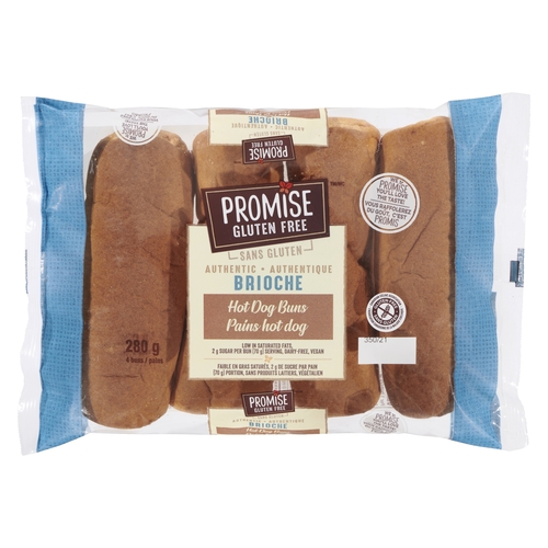 Promise - Gluten Free Hot Dog Buns - Authentic Brioche 4's 280g, 1 Each