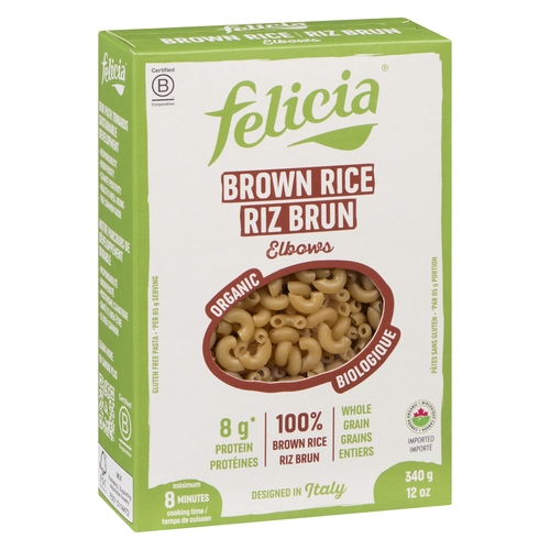 Felicia Organic Gluten Free Pasta - Brown Rice Elbows 340g, 1 Each