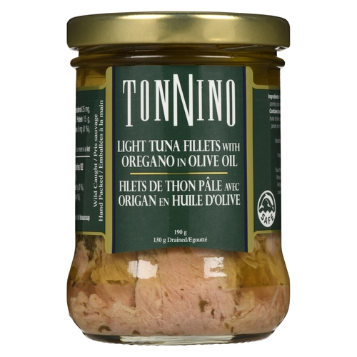 Tonnino - Light Tuna Fillets with Oregano in Olive Oil 190g, 1 Each