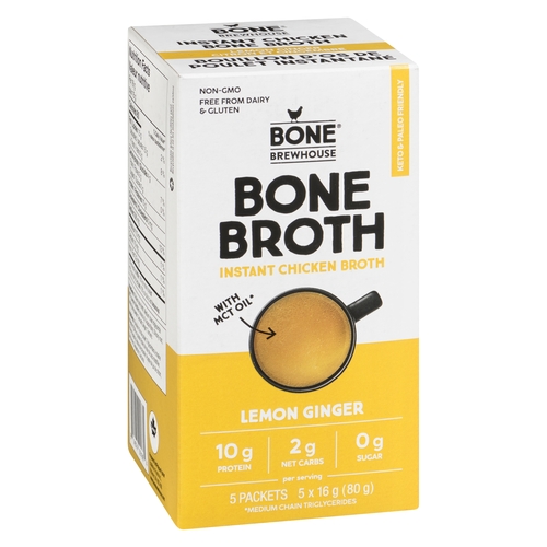 Bone Brewhouse - Instant Chicken Bone Broth - Lemon Ginger 5/16g