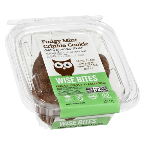 Wise Bites - Oat & Quinoa Treat - Fudgy Mint Crinkle Cookies - Gluten-Free 150g, 1 Each