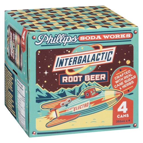 Phillips Soda Works - Intergalactic Root Beer 4/355ml, 1 Each