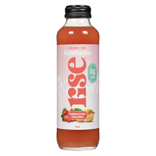 Rise Organic Kombucha - Strawberry & Lemon 414ml, 1 Each
