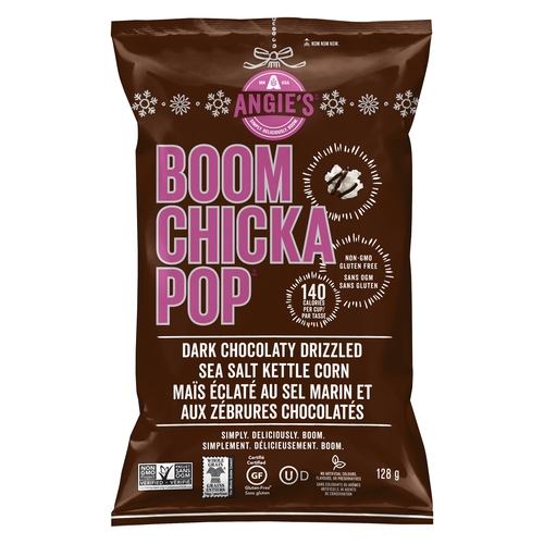 Angie's - Boom Chicka Pop - Dark Chocolaty Drizzled Sea Salt Kettle Corn 128g, 1 Each