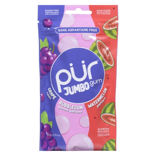 Pür Sugar-Free Chewing Gum with Sweetener Jumbo - 20 Pieces 81g, 1 Each