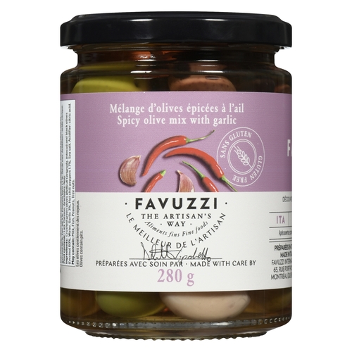 Favuzzi - Spicy Olive Mix with Garlic 280g, 1 Each
