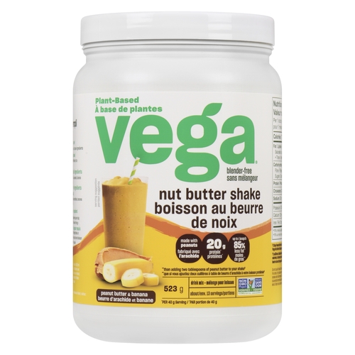 Vega - Nut Butter Shake Drink Mix - Peanut Butter & Banana 523g, 1 Each