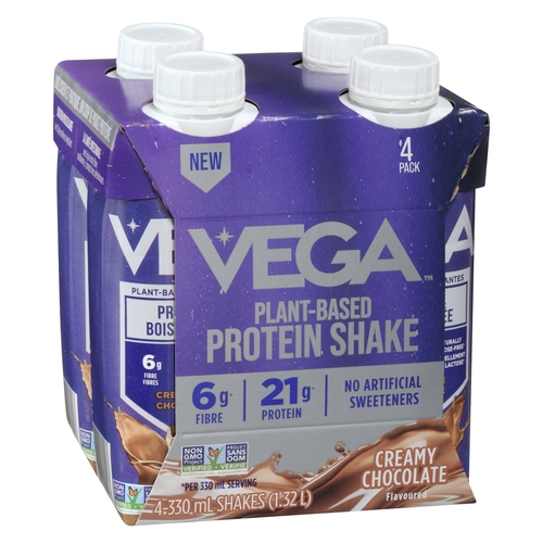 Vega Plant-Based Protein Shake - Creamy Chocolate Flavoured 4/330ml, 1 Each