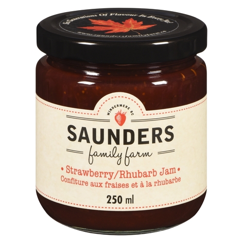 Saunders Family Farm Jam - Strawberry/Rhubarb 250ml, 1 Each