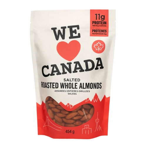 We Love Canada - Roasted Whole Almonds - Salted 454g, 1 Each