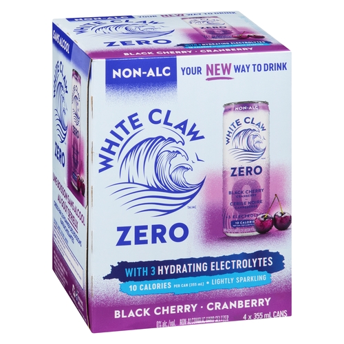 White Claw Zero Non-Alcoholic Hard Seltzer - Black Cherry Cranberry 4/355ml, 1 Each