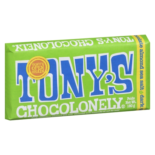 Tony's Chocolonely - Dark Chocolate Almond Sea Salt 51% 180g, 1 Each