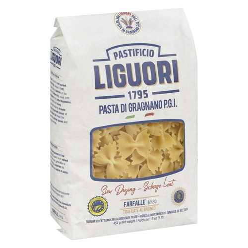 Pastificio Liguori - Durum Wheat Semolina Alimentary Pasta - Farfalle Nº30 454g, 1 Each