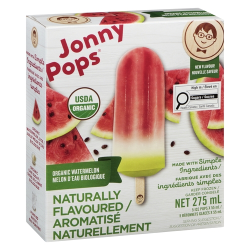 JonnyPops Organic Ice Pops - Watermelon 5/55ml, 1 Each