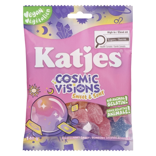 Katjes Gummy Candy - Sweet & Sour Cosmic Visions Gummies 140g, 1 Each