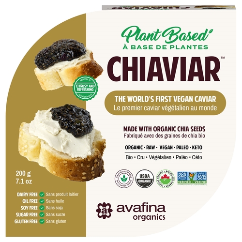 Avafina Organics - Organic Plant Based Chia Chiaviar - The World's First Vegan Caviar 200g, 1 Each