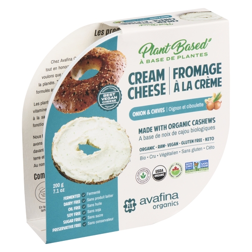 Avafina Organics - Organic Plant Based Cashew Cream Cheese - Onion & Chives 200g, 1 Each