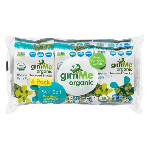 GimMe - Organic Roasted Seaweed Snacks - Sea Salt 6pk, 1 Each