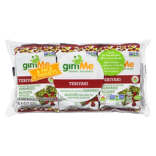 GimMe - Organic Roasted Seaweed Snacks - Teriyaki 6pk, 1 Each