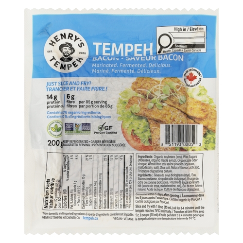 Henry's Tempeh Bacon 200g, 1 Each