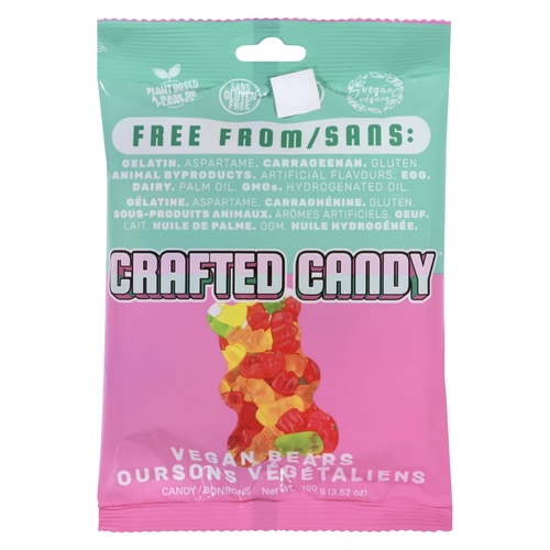 Crafted Candy - Vegan Bears Gummies 100g, 1 Each