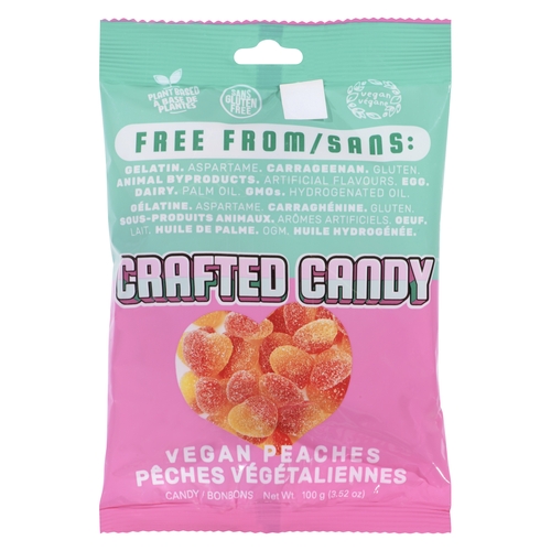 Crafted Candy - Vegan Peaches Candy 100g, 1 Each