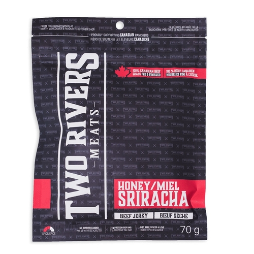Two Rivers Meats - Beef Jerky - Honey Sriracha 70g, 1 Each