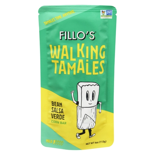 Fillo's - Walking Tamales Bean Salsa Verde Corn Bar - Mild 113g, 1 Each