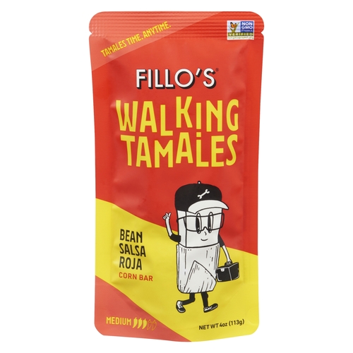 Fillo's Walking Tamales Corn Bar Bean Salsa Roja - Medium 113g, 1 Each