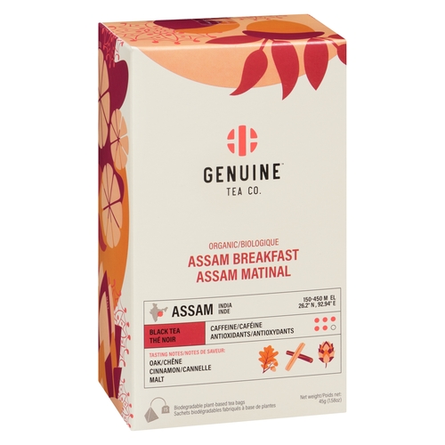 Genuine Tea Co. - Organic Black Tea - Assam Breakfast 15s, 1 Each