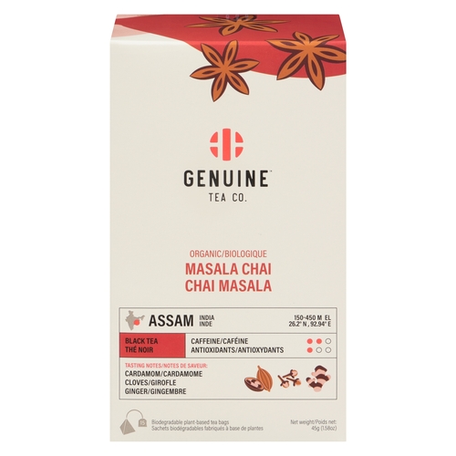 Genuine Tea Co. - Organic Black Tea - Masala Chai 15s, 1 Each